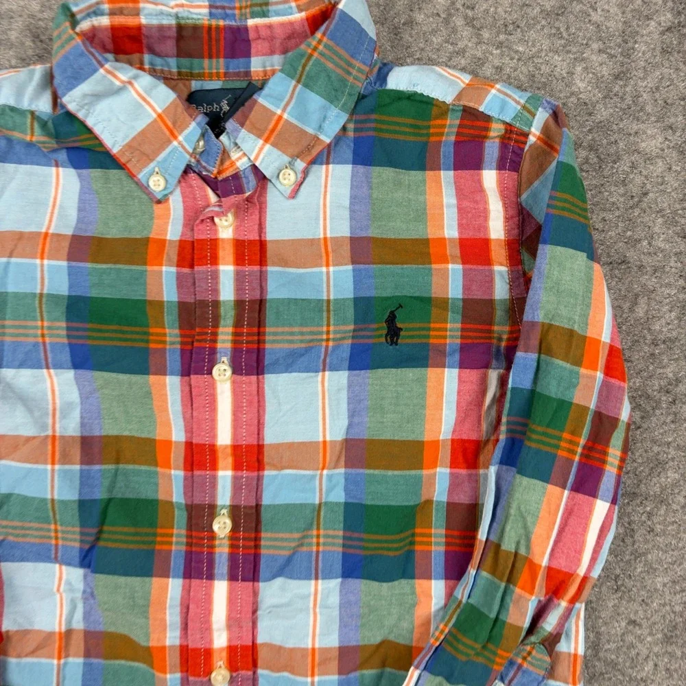 Ralph Lauren Button Down Boys Size 6 Multi Color Plaid Long Sleeve Shirt
